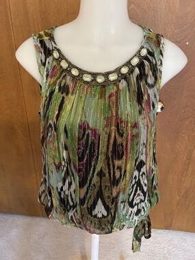 New no tag Beaded Neckline Multicolor Cache Sleeveless Top